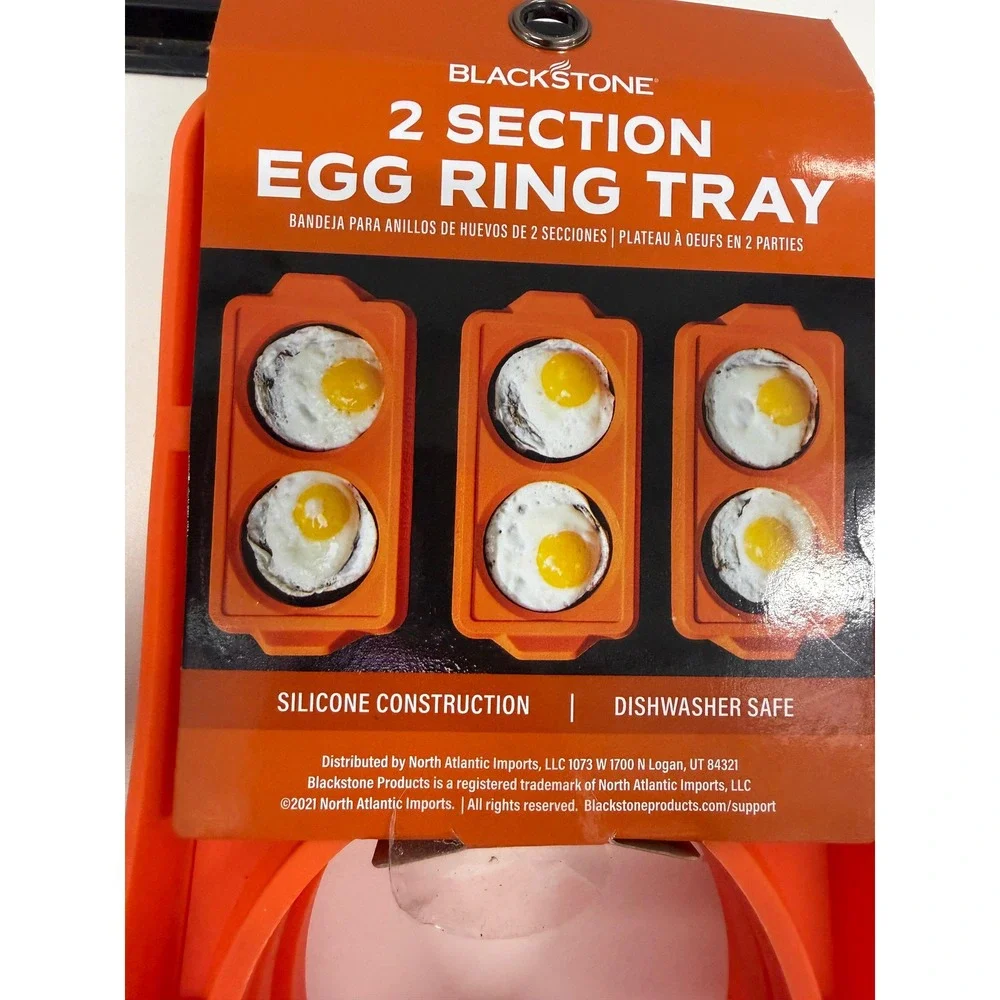 Blackstone 2 Section Egg Ring Tray 3 Pack Orange Silicone Griddle Accessory 5600